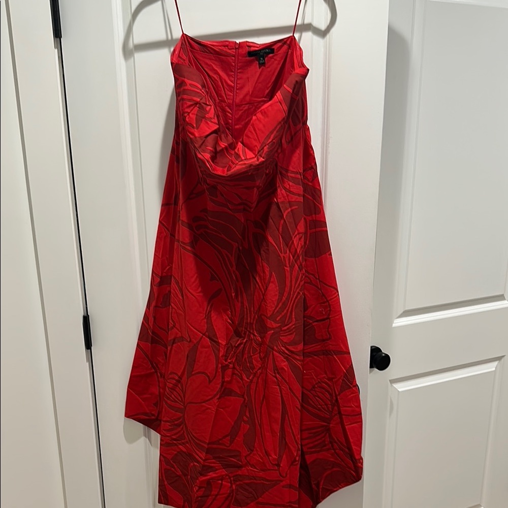 Banana Republic Strapless Red Floral Dress